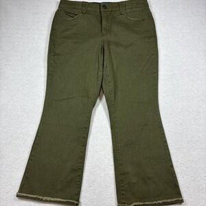 Democracy AB Solution Bootcut Flare 16W Olive Green Jeans Pants Y2K Raw Hem Fray